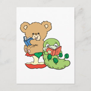 Schattig Boekenwurm en Lezende Beer Briefkaart