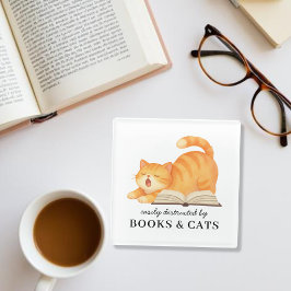 Schattig Boekerig Koperkleurige Kat Grappige Boek Glazen Onderzetter
