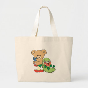 Schattig Boekworm en Lezende Beer Grote Tote Bag