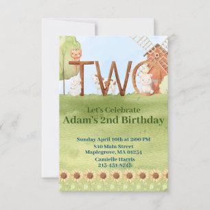 Schattig boerderij dierenboerenerf tweede verjaard kaart