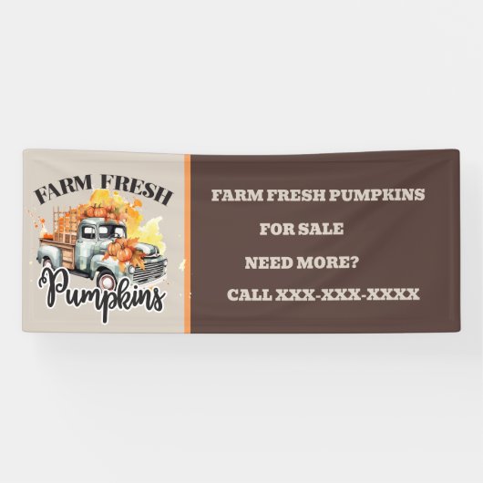 schattig Boerderij Fresh Pumpkin leveranciers teks Spandoek (Horizontaal)