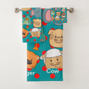 Schattig boerderij Kinder safari tijgerblauw Bad Handdoek
