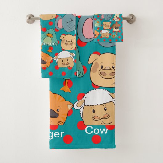 Schattig boerderij Kinder safari tijgerblauw Bad Handdoek (Insitu)