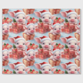 Schattig Boerderij Piggy Christmas Cadeaupapier (Vlak)