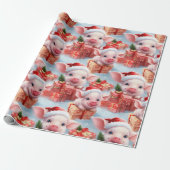Schattig Boerderij Piggy Christmas Cadeaupapier (Uitgerold)