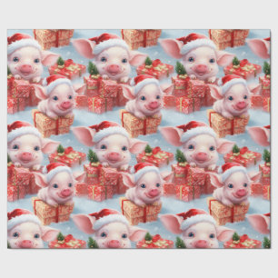 Schattig Boerderij Piggy Christmas Cadeaupapier