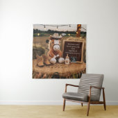 Schattig boerderij thema zwangerschapsaankondiging wandkleed (In situ)