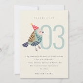 Schattig Boho Aqua Blauwe Vogeltje Verjaardag Elke Bedankkaart (Voorkant)