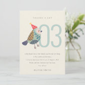 Schattig Boho Aqua Blauwe Vogeltje Verjaardag Elke Bedankkaart (Staand voorkant)