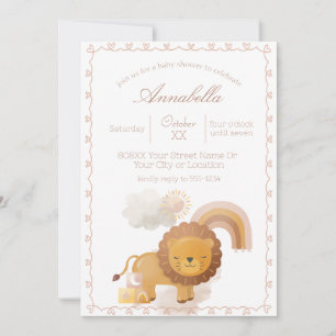 Schattig Boho Baby Meisje Leeuw en Regenboog Kaart