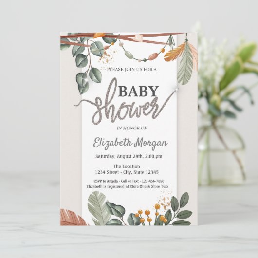 Schattig Boho Baby shower Kaart (Staand voorkant)