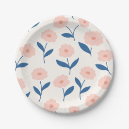 Schattig Boho Chic Roze Bloemen Patroon  Papieren Bordje