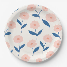 Schattig Boho Chic Roze Bloemen Patroon  Papieren Bordje
