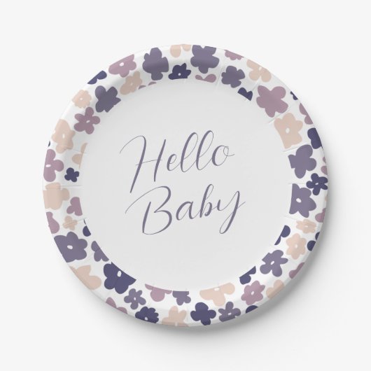 Schattig Boho Daisy Baby shower Papieren Bordje (Voorkant)