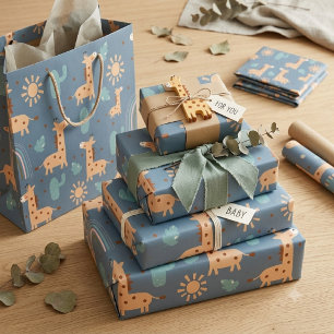 Schattig Boho-giraffe Naadloos Patroon Cadeaupapier