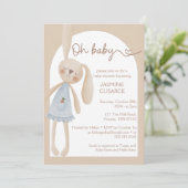 Schattig Boho Oh Baby Bunny Baby shower Kaart (Staand voorkant)
