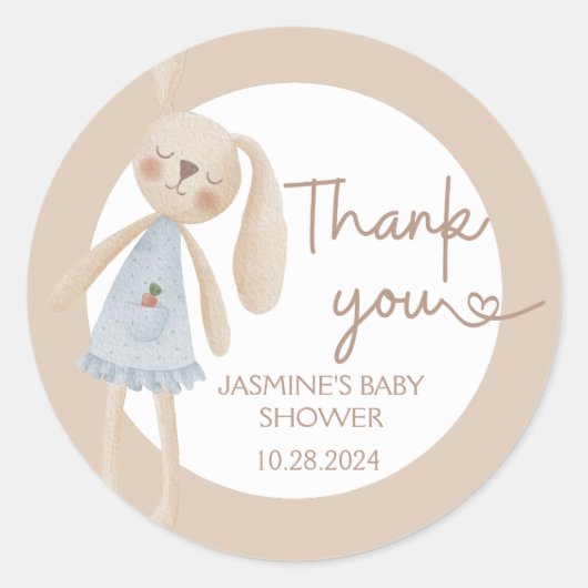 Schattig Boho Oh Baby Bunny Dank je wel Ronde Sticker (Voorkant)