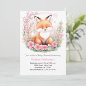 Schattig Boho Pink Fox Forest Meisje Baby shower Kaart (Staand voorkant)