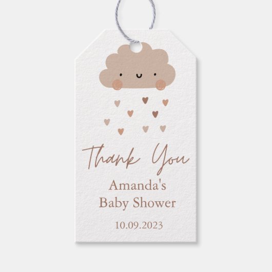 Schattig Boho Rain Cloud Baby shower Cadeaulabel (Voorkant)