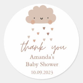 Schattig Boho Rain Cloud Baby shower Ronde Sticker