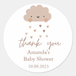 Schattig Boho Rain Cloud Baby shower Ronde Sticker
