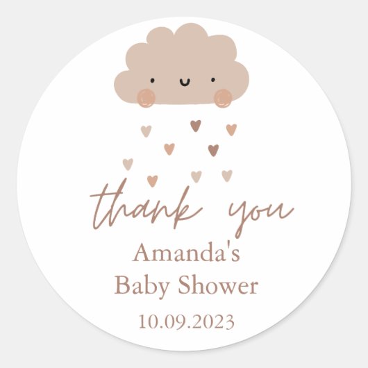 Schattig Boho Rain Cloud Baby shower Ronde Sticker (Voorkant)