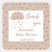 Schattig Boho Rain Cloud Baby shower Vierkante Sticker (Voorkant)