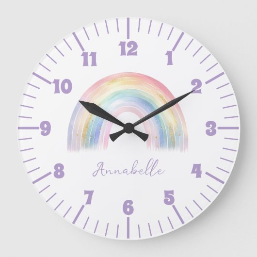 Schattig Boho Regenboog Meisje Grote Klok (Voorkant)