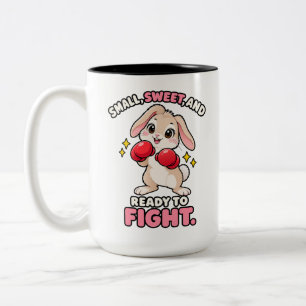 Schattig bokskonijn klaar om te vechten tweekleurige koffiemok