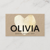 Schattig Bold Modern Goud Hart Kraft Visitekaartje (Voorkant)