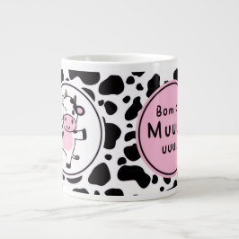 Schattig “Bom Dia Muuuuu” Kawaii Koeienontwerp Grote Koffiekop