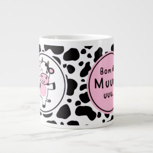 Schattig “Bom Dia Muuuuu” Kawaii Koeienontwerp Grote Koffiekop