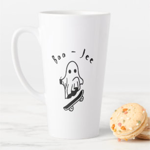Schattig Boo Geest Schaatsen Grappig Halloween Gri Latte Mok