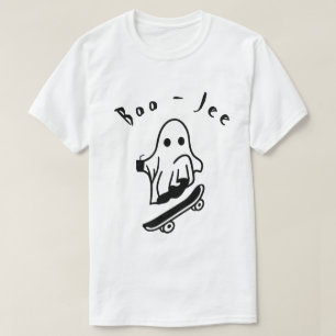 Schattig Boo Geest Schaatsen Grappig Halloween Gri T-shirt
