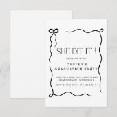 schattig boog rooster, Elgante Minimalist zwart-wi Save The Date (Voorkant / Achterkant)