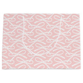 Schattig boogpatroon roze witte geschenktas groot cadeauzakje (Voorkant)