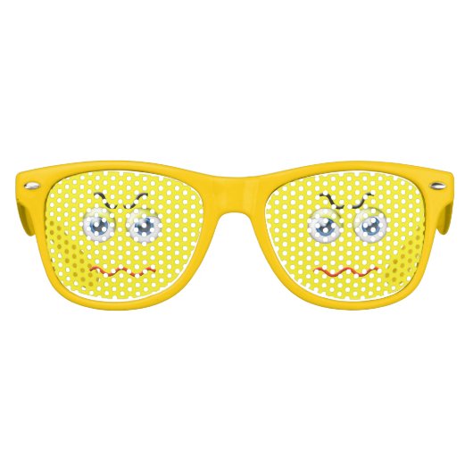 Schattig boos emoji geel kinder zonnebril (Voorkant)