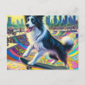 Schattig Border Collie Skateboarden Briefkaart (Voorkant)
