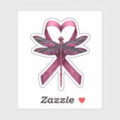 Schattig Borstkanker Hart Libellen Bewustzijn Vrou Sticker (Vel)