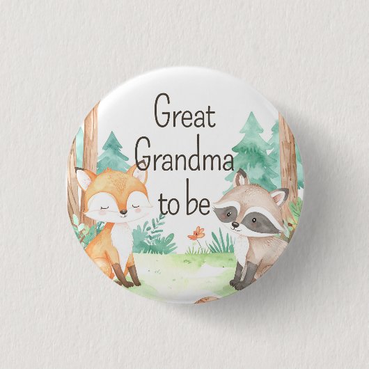 Schattig bos-babyshower-thema Grootmoeder geweldig Ronde Button 3,2 Cm (Voorkant)