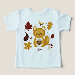Schattig bos-eekhoorntje met eikel aquarel