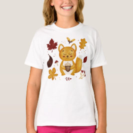 Schattig bos-eekhoorntje met eikel watercolor kind t-shirt