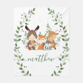 Schattig bos groen bos dieren jongen kwekerij fleece deken (Voorkant)