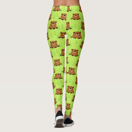 Schattig bos - grondhog - patroon leggings (Achterkant)