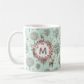 Schattig bos rendieren & Waterverf Monogram Groen Koffiemok (Links)