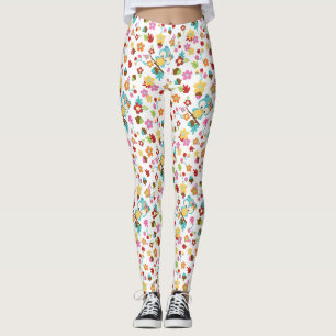 Schattig bos uil bloemen & bladeren Kawaii Leggings
