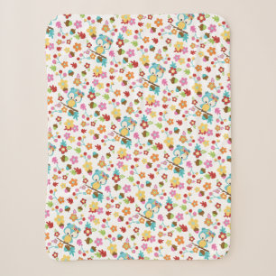 Schattig bos uil bloemen & bladeren Kawaii Woodlan Sherpa Deken
