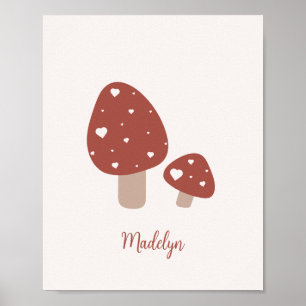 Schattig bosachtig minimalistisch paddenstoeltje poster