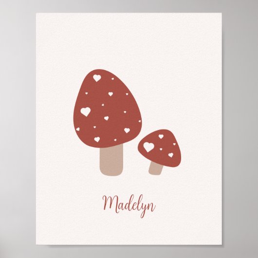Schattig bosachtig minimalistisch paddenstoeltje poster (Voorkant)