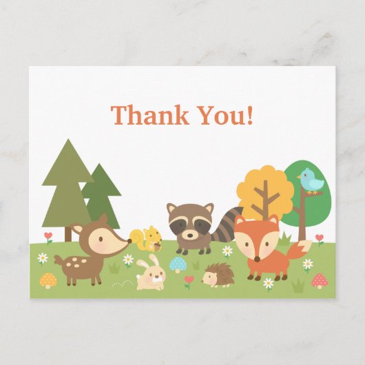 Schattig Bosdier Bedankt Briefkaart (Voorkant)
